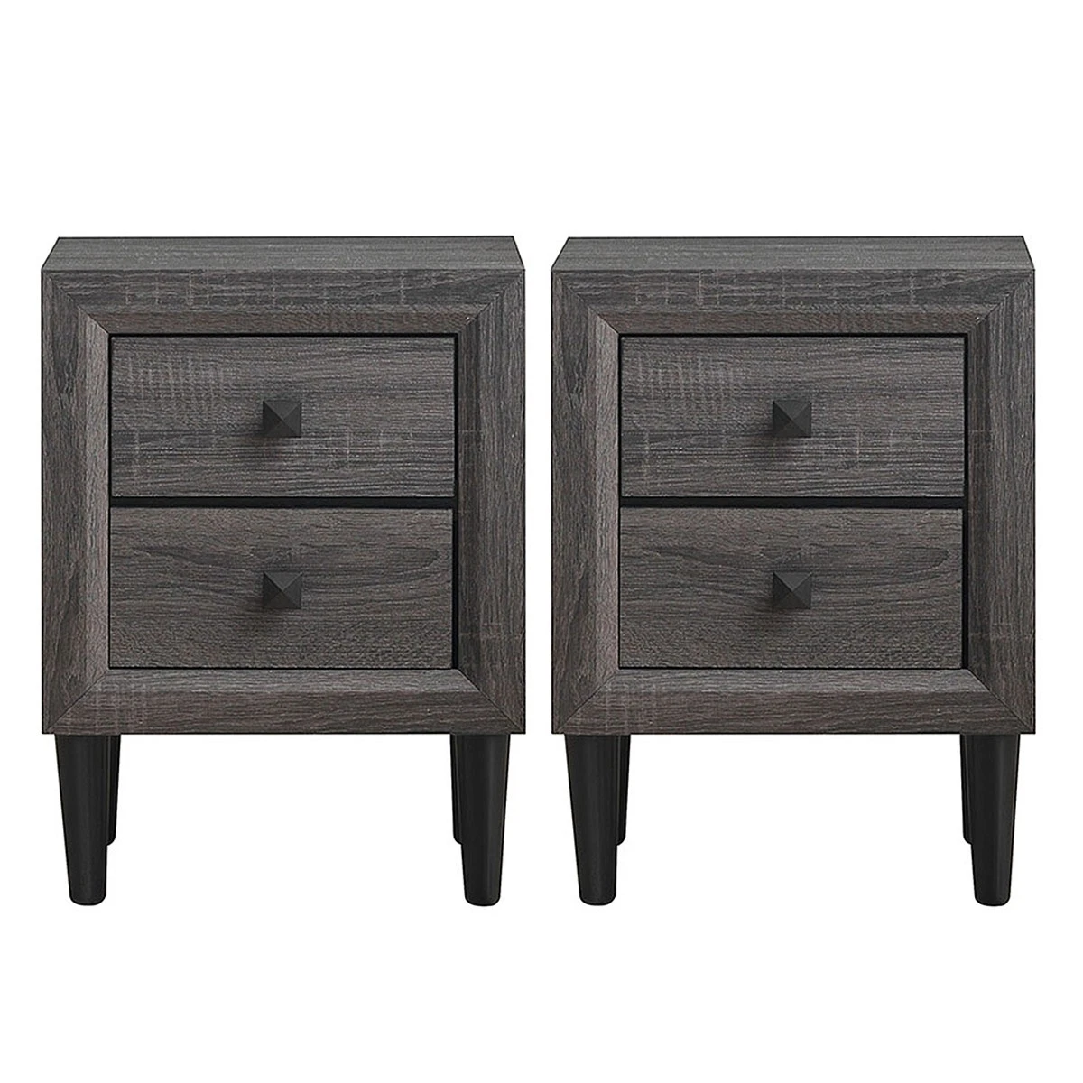 Costway 2PC Nightstand Wood Bedside Table W/2 Draw